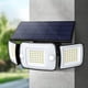 thumbnail image 1 of intelamp Luces solares para exteriores 3 cabezales Luces con sensor de movimiento con sensores duales IP65 Luces de inundación solares LED impermeables Luces de pared para exteriores 270, 1 of 6