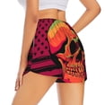 thumbnail image 4 of Picia Skull And Flag Usa Pattern Women's 2 in 1 Athletic Running Shorts High Waisted Workout Casual Gym Sweat Shorts with Comfy Liner Zipper Pockets-Large, 4 of 9