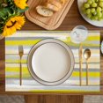 thumbnail image 4 of Yellow Gray Stripes Placemats Set of 4, Watercolor Modern Abstract Minimalist Placemats for Dining Table, Place Mats for Kitchen Tabletop, Waterproof Wipeable Dining Table Mats Set, 4 of 9