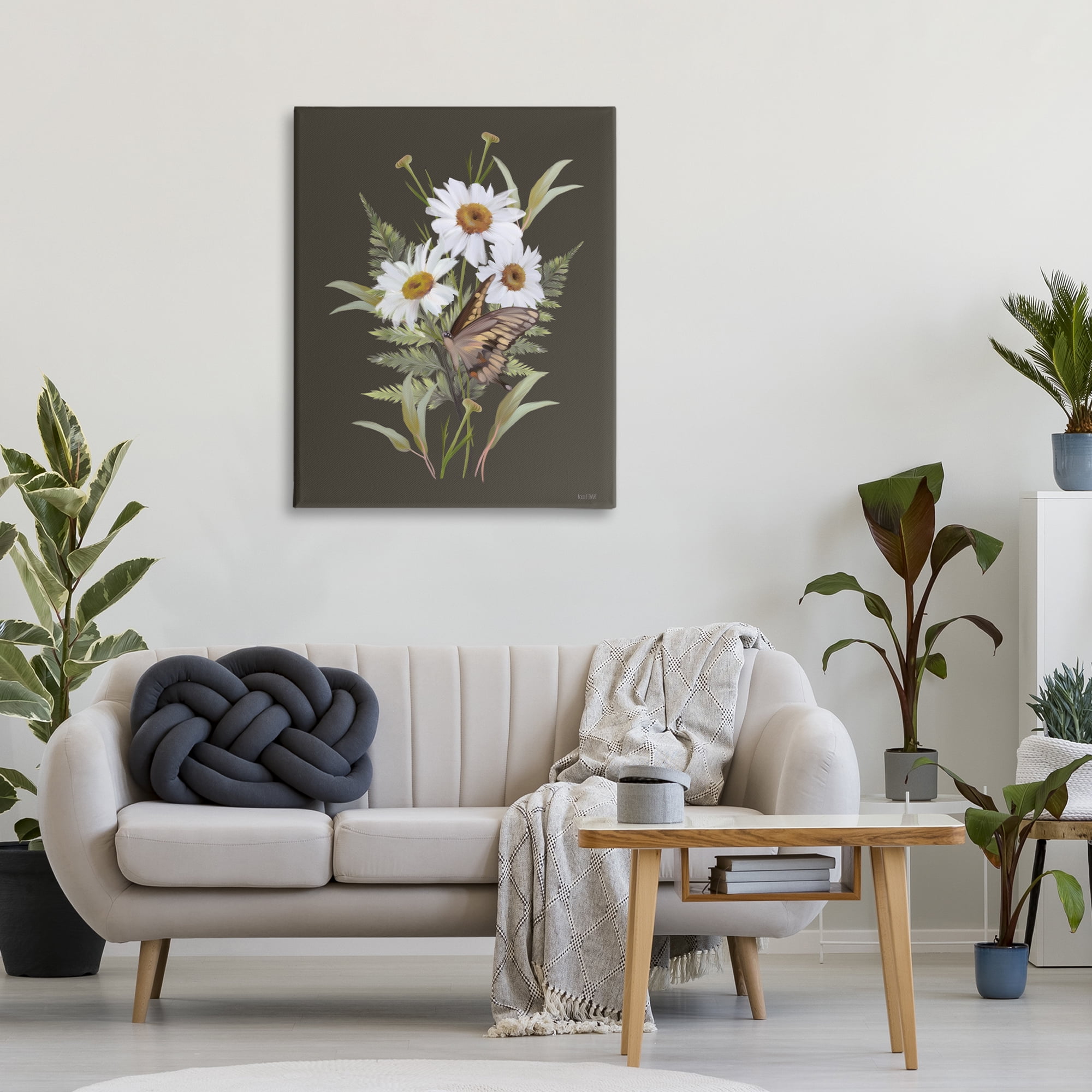 Stupell Industries Daisy Bouquet with Swallowtail Canvas Wall Art, design by House Fenway
