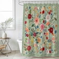 thumbnail image 6 of Sage Green Floral Shower Curtain Set - Long 72" x 84" Washable Bathtub Curtain with 12 Hooks, Spring Flowers Leaves Farmhouse Waterproof Fabric Stall Shower Curtains for Bathroom/Bathtub Décor, 6 of 6