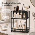 thumbnail image 6 of KEXIBO 2-Tier Metal Hair Tool Organizer with Blow Dryer Holder, Bathroom Countertop Storage Rack for Makeup & Skincare, Space-Saving Vanity Shelf, Black, 6 of 10