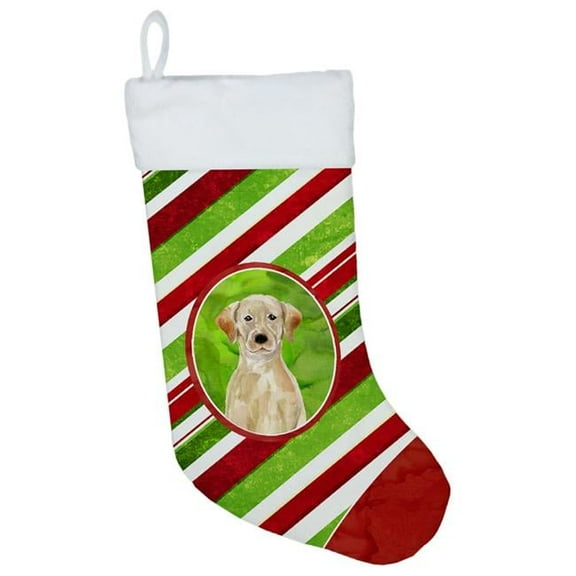 Caroline's Treasures Snowflakes Labrador Retriever Multi-color Christmas Stocking, with Soft Suede Fabric 18"