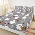 thumbnail image 3 of Manfei Halloween Ghost Print Fitted Sheet Full,Vintage Gothic Bat Bed Set,3-Piece,1 Fitted Sheet and 2 Pillowcases, 3 of 6