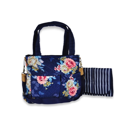 Baby Essentials Quilted Floral Tote With Changing Pad