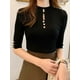 thumbnail image 2 of 2024 primavera otoño moda coreana suéter sólido mujeres camisetas de manga corta Pull Femme Casual Slim Mujer Jersey ropa de punto, 2 of 4