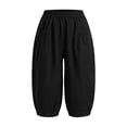 thumbnail image 7 of Lenpel Womens Capri Pants Fashion Casual High Waist Cropped Harem Pants with Pockets Lightweight Comfy Capris Slacks, 7 of 7