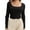 Black, variant on Womens Long Sleeve Scoop Neck Ribbed Knit Fitted Casual Tops Tee Slim Basic Shirts