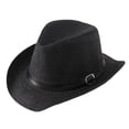 thumbnail image 2 of jiaxiM Wide Brim Fedora Hat for Men Women Summer Casual Panama Straw Cowboy Hat Wide Brim Rolled Edge Sun Hat for Travel Beach, 2 of 4