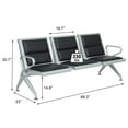thumbnail image 6 of Kinbor 3-Seat Office Waiting Room Chairs, Reception Guest Bench w/ PU Leather & Steel Frame, Black, 6 of 9