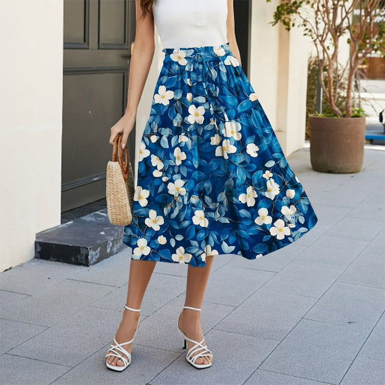 Maxi Skirts for Women Long Midi Length Casual Skirt for Beach