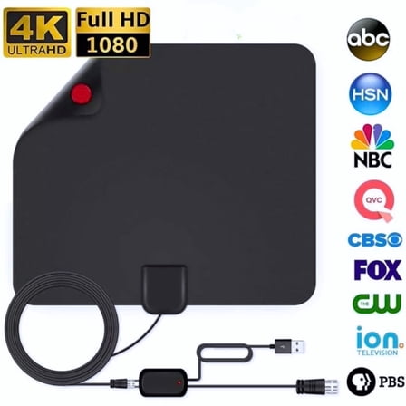 Goxpaier Indoor HD Digital TV Antenna for Smart TV - Amplified Long Range Reception Supports 4K 1080p UHF VHF for Free Local Channels