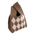 thumbnail image 3 of Bolso de mano de punto para mujer, de gran capacidad, elegante, tipo cartera, para hombro caqui, 3 of 9