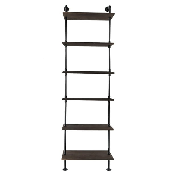 3 6tier Industrial Pipe Shelves Rustic, Pipe Wall Mount Ladder Bookcase