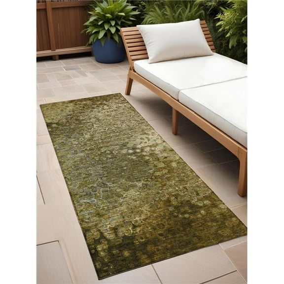 HomeRoots 563503 8 ft. Runner Brown Washable Non Skid Indoor Outdoor Runner Machine Woven Rug