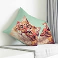 thumbnail image 4 of Throw Pillow Covers 18x18 Inch, Green Cat Decorative Pillow Cases for Couch Sofa Bed, Funny Animals Modern Art Cotton Linen Square Home Decor Pillowcases with Hidden Zipper, 4 of 7