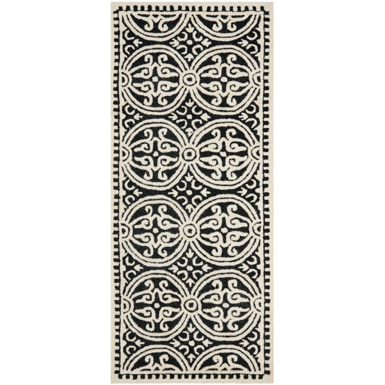 SAFAVIEH Cambridge Leslie Geometric Wool Area Rug, Black/Ivory, 4' x 4' Square