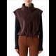 thumbnail image 2 of Chaleco Corto con Cremallera para Mujer, Abrigo Corto Cálido de Invierno Sin Mangas con Cuello Alto. Color Café M, 2 of 8