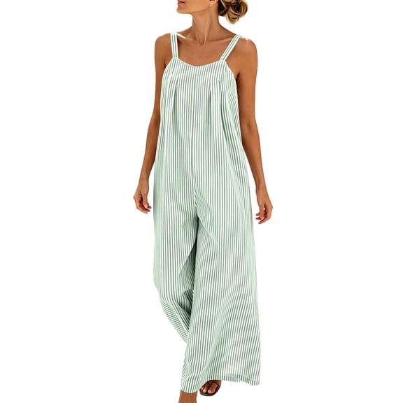 Overall Jumpsuit For Women Striped Brunch Weekend Style Summer Simple Modern Outfit Essential High Rise Casual Dressy Casual Boho Lounge Outdoor Streetwear
