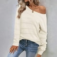 thumbnail image 3 of Sevevn Womens Sweaters Cute Long Sleeve Off The Shoulder Pullover Tops Hollow Out Crochet Dressy Casual Outfits, 3 of 7