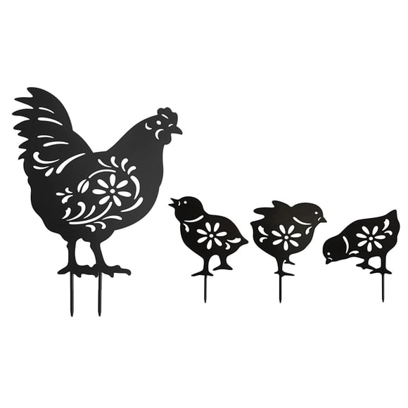 4 piezas de escultura de pollo, figuritas de estaca de jardín de pollo, estatua de gallo de jardín resistente a la intemperie, decoración de arte de Zulema estacas de patio
