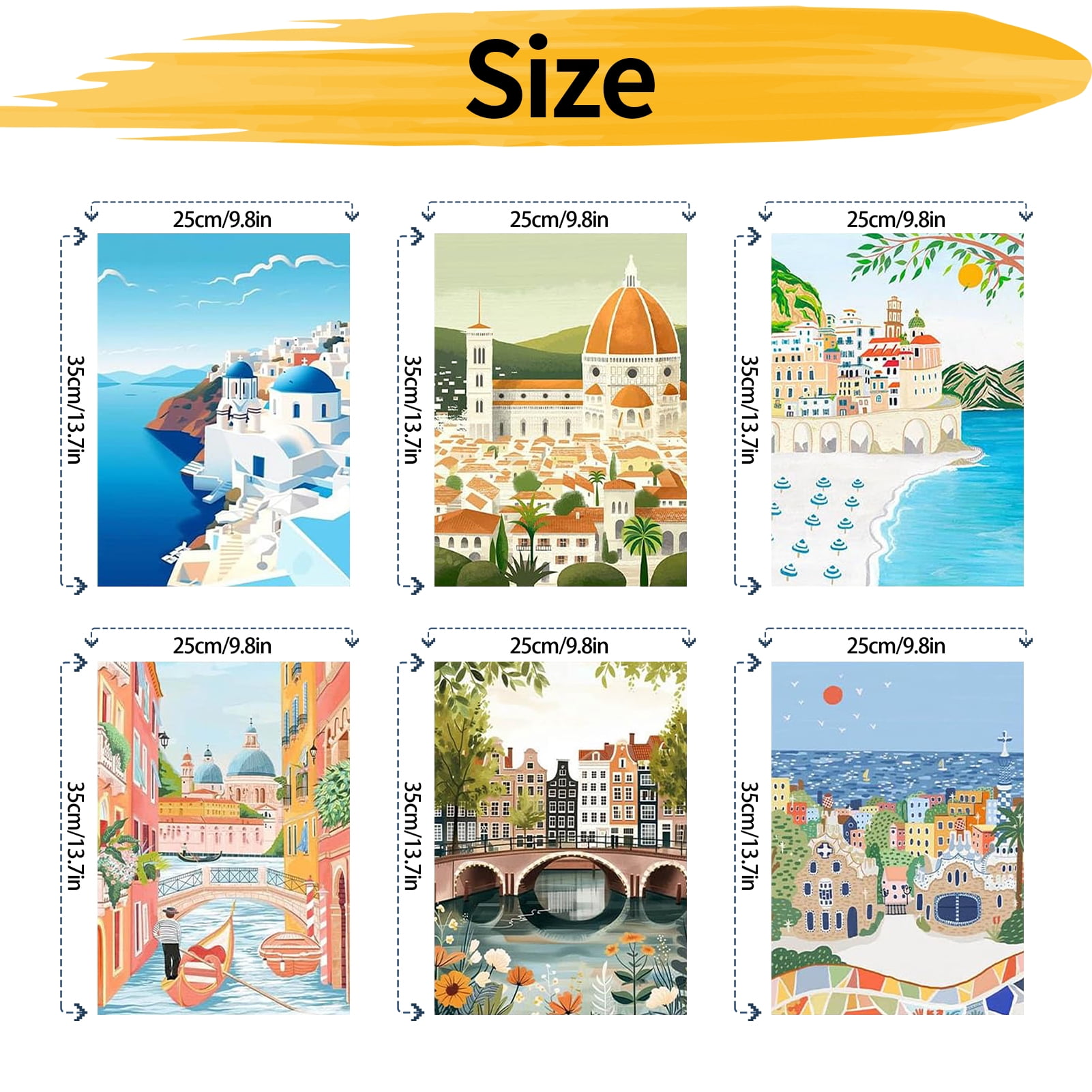 JYLMOOD DIY 6pcs/set Paint by Number for Adults, Easy Painting by Numbers for Gift Home Wall Decor 10x14in without Frame, Colored Canvas