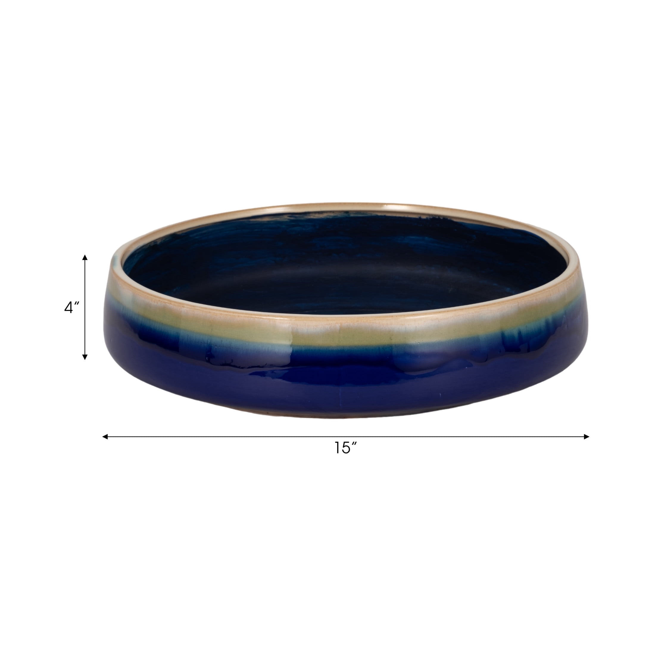 Home Decor Flower Pot and Planters - Wide Ceramic Planter for Indoor and Outdoor Use - Decorative Plant Pot for Succulents or Orchid Arrangements in Room, Garden, or Patio Decor - 4" Blue & White