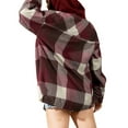 thumbnail image 2 of Franhais Women Plaid Jacket, Long Sleeve Hooded Button Closure Fall Tops Outwear for Casual Street, 2 of 3