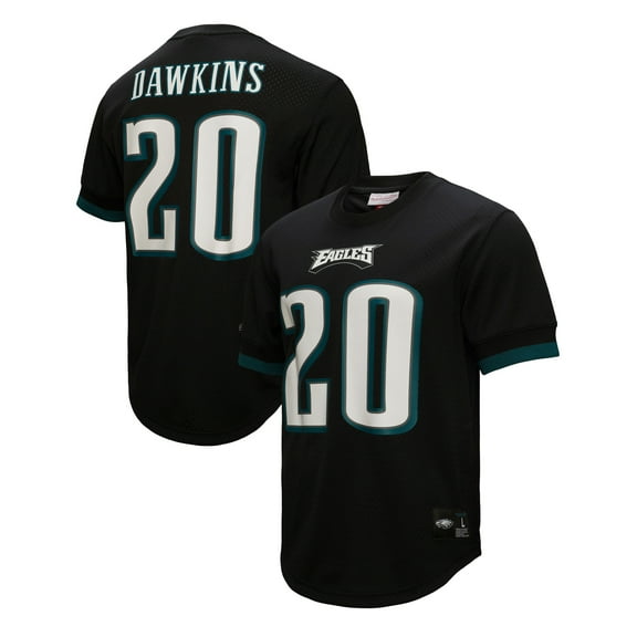 Men's Mitchell & Ness Brian Dawkins Black Philadelphia Eagles Retired Player Name & Number Mesh Top