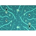 thumbnail image 1 of Ahgly Company Indoor Rectangle Abstract Turquoise Blue Contemporary Area Rugs, 8' x 10', 1 of 4