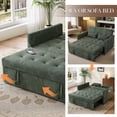 thumbnail image 3 of 53" Corduroy 3-in-1 Convertible Loveseat Sofa Bed with Pull-Out Sleeper, Adjustable Backrest, USB & Type-C Ports, Storage Pockets, Small Space 2-Seat Couch for Living Room, Bedroom, Apartment, Green, 3 of 6