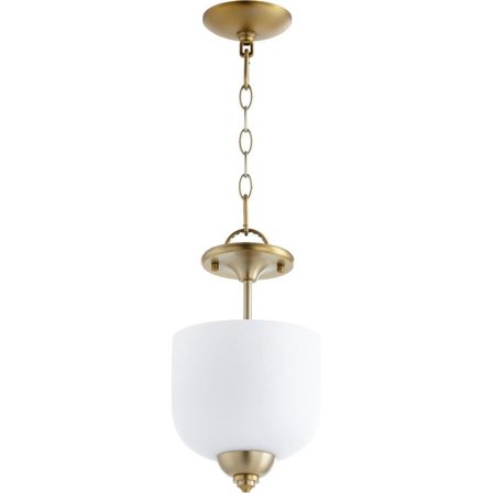 Thornfield Mews 3 Light Dual Mount Pendant in Bailey Street Home Home Collection Style 8 inches Wide By 14 inches High-Aged Brass Finish-Satin Opal