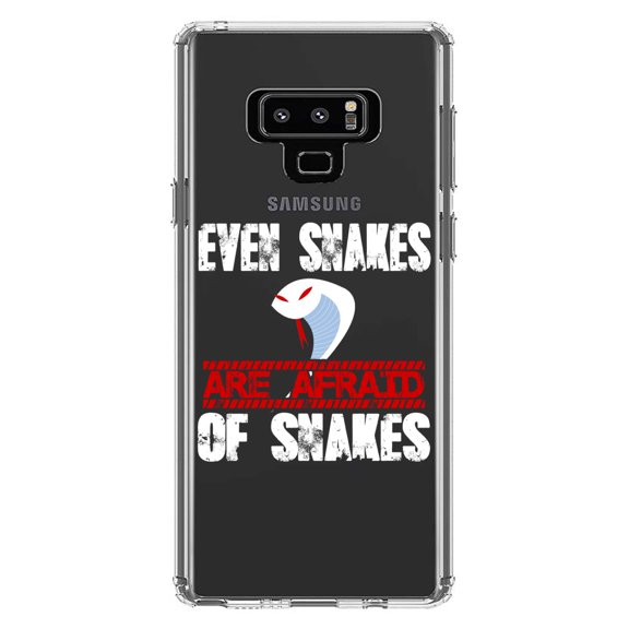 DistinctInk Clear Shockproof Hybrid Case for Samsung Galaxy Note 9 - TPU Bumper Acrylic Back Tempered Glass Screen Protector - Even Snakes are Afraid of Snakes