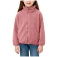 thumbnail image 2 of UQJfacai Girls Fleece Jacket Kids Casual Soft Sherpa Lined Zip Up Stand Collar Warm Winter Coat Outerwear with Pockets 2-12 Years, 2 of 7