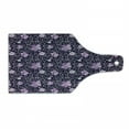thumbnail image 1 of Floral Cutting Board, Butterfly Silhouettes with Plant Flower Patterned Design Swirls Curves, Tempered Glass Cutting and Serving Board, Wine Bottle Shape, Lilac Dark Purple White, by Ambesonne, 1 of 1