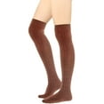 thumbnail image 4 of Lian LifeStyle Women's 1 Pair Adorable Comfortable Soft Thigh High Over Knee High Cotton Socks Size 6-9 L1024 Coffee, 4 of 4