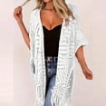 thumbnail image 2 of Casual Sheer Knit Beach Cover Up For With Fringed Design Lightweight Swimwear Sarong For Outdoor Holidays And Sun, 2 of 5
