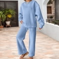 thumbnail image 6 of Unir Women Solid Loungewear 2 Piece Set, Crew Neck Loose Sweatshirt & Elastic Drawstring Wide Leg Pants Relaxed Home Wear True To Size, 6 of 7
