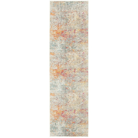 SAFAVIEH Madison Kebo Abstract Runner Rug, Grey/Turquoise, 2'2" x 8'
