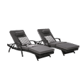 thumbnail image 4 of Outdoor Long Reclining Chair Set of 2,Wicker Lounge Chairs with Wicker Lounge Chairs with Cushions and Armrest,Reclining Lounge Chair Lawn Sunbathing Chairs Recliner Adjustable to 150°,Dark Gray, 4 of 11