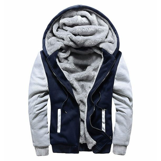 Hemiks - Men's Pullover Winter Jackets Hoodie Faux Fur Lined Sweatshirt ...