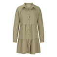 thumbnail image 6 of Women's Lapel Button Down Dress Shirt Dresses Long Sleeve Ruffle Tiered Dresses Fashion Turndown Collar Solid Casual Dress, 6 of 7
