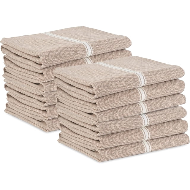 Juego de Paños de Cocina: Paños de Cocina 100% Algodón Puro para Cocina, Toalla de Mano de Cocina Súper Absorbente, Paños de Cocina Suaves y Duraderos, Paquete de 12 – 15”x25” - Chambray Beige
