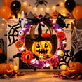 thumbnail image 5 of WWC Halloween Wreath, Orange LED Pumpkin and Witch Wreath, Gothic Halloween Decorations Wreath for Front Door, Indoor Outdoor Party Decor, 5 of 6