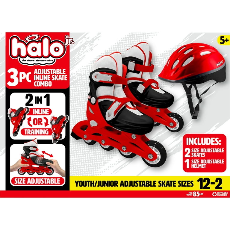 Halo Rise Above Jr. 3-Piece Inline Skates Combo, Red, Youth 12-2 photo 5