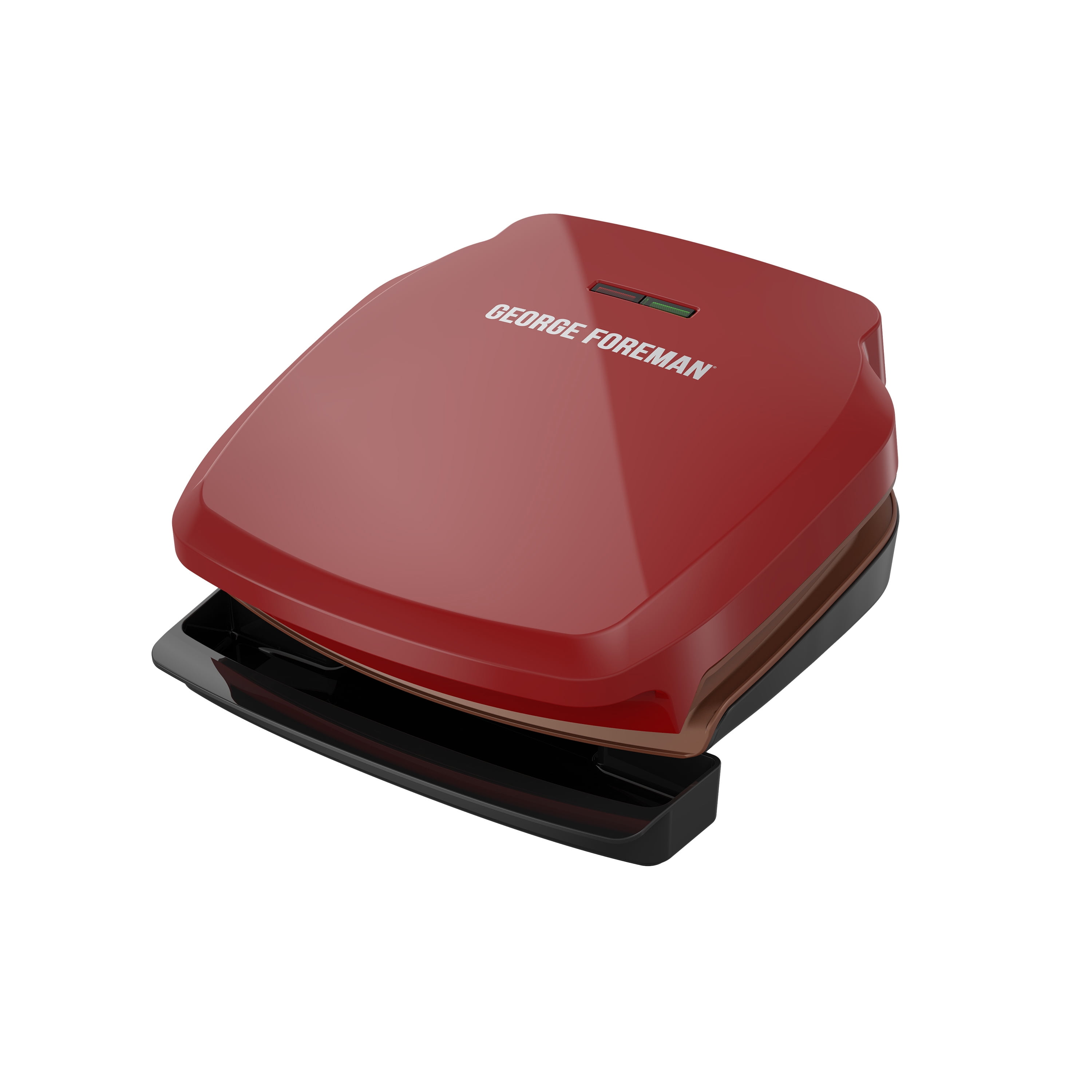 George Foreman 2-Serving Copper Infused Classic Plate Electric Indoor Grill and Panini Press, Red, GR320FRC-HP