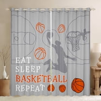 Castle Fairy Boys Girls Eat Sleep Basketball Black Out Curtains,Ball Gamer Curtains Pack of 2 (42x63 Each),Sport Theme Bedroom Curtains,Luxury Bedroom Decor