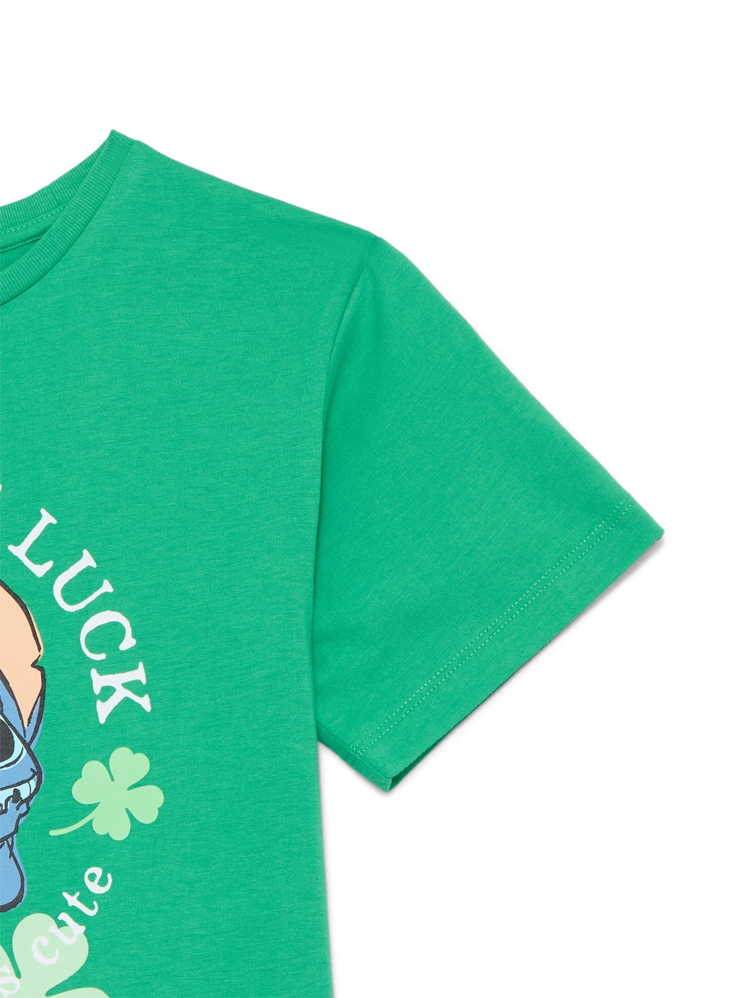 St. Patrick's Day Girls Stitch Who Needs Luck Graphic Tee, Sizes 4-16