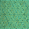 thumbnail image 1 of Ahgly Company Machine Washable Indoor Square Oriental Turquoise Blue Traditional Area Rugs, 5' Square, 1 of 4
