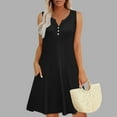 thumbnail image 2 of SMihono Trendy Dresses for Women Casual Summer Boho Beach Dress Loose V Neck Sleeveless Sundresses Swimsuit Coverup with Pockets Black XL, 2 of 7